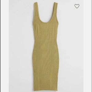 H&M Ribbed Bodycon Dress Green Large